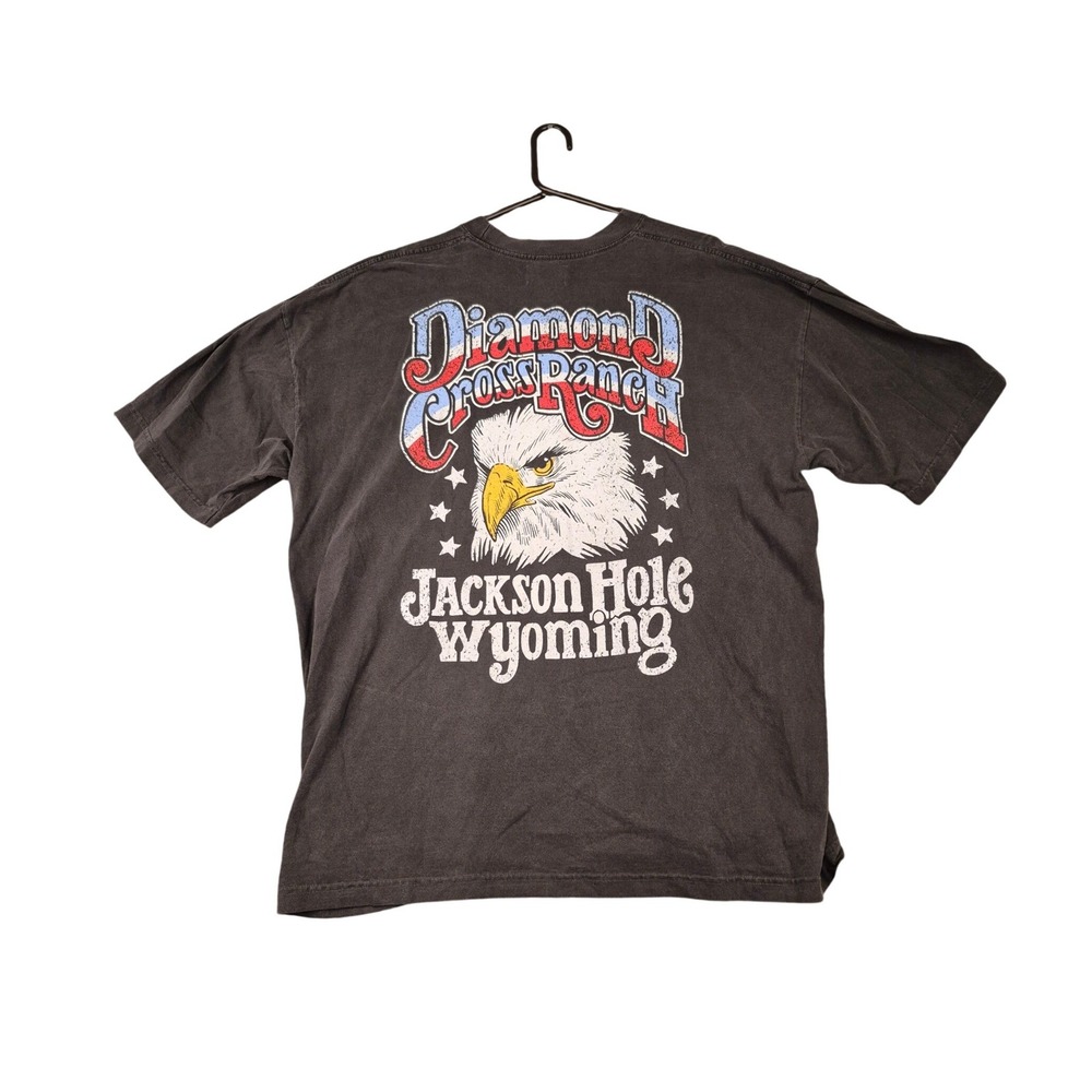 Diamond Cross Ranch Jackson Hole Graphic T-Shirt Mens 2XL Faded Black Wyoming